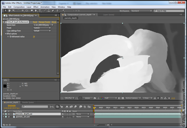 Adobe After Effects Depth Refinement plugin interface