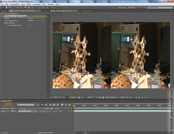 Adobe After Effects composition for Stereo Ghost Busting plugin