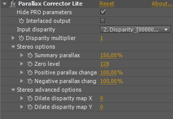 Parallax Corrector Lite user interface