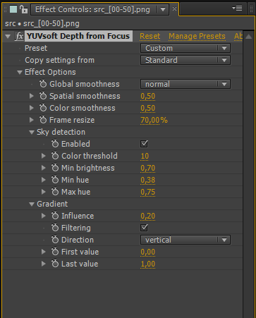 YUVsoft Depth from Focus toolbar